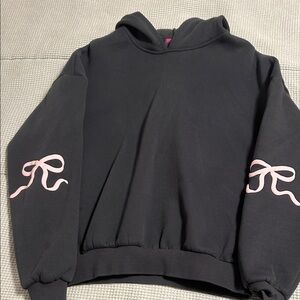 Edikted grey Hoodie with Pink bow Accents ( part of a set)